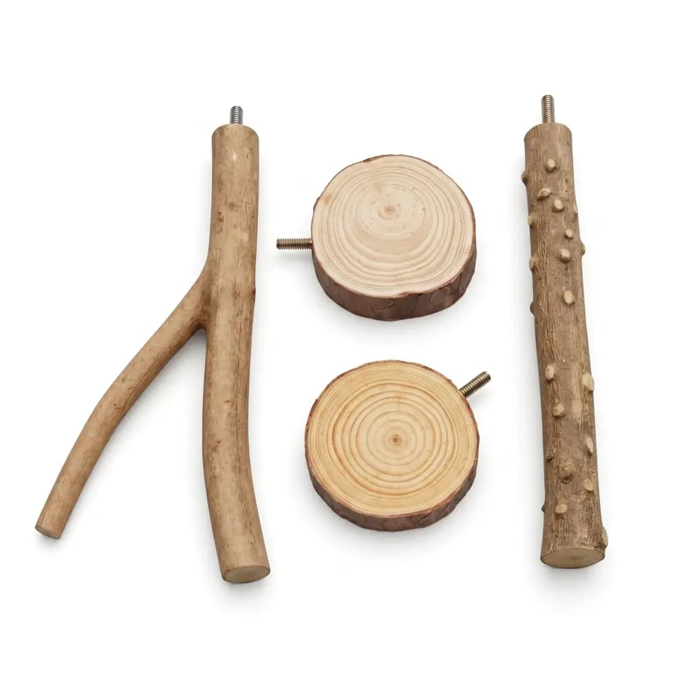 Wooden bird stand, set of 4